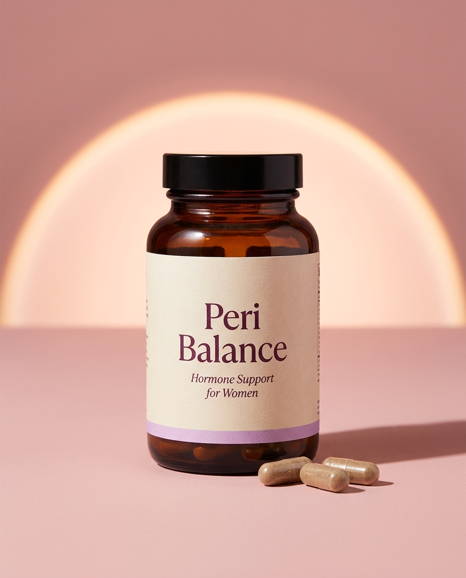 Peri Balance amber bottle — Hormone Support for Women, with herbal capsules