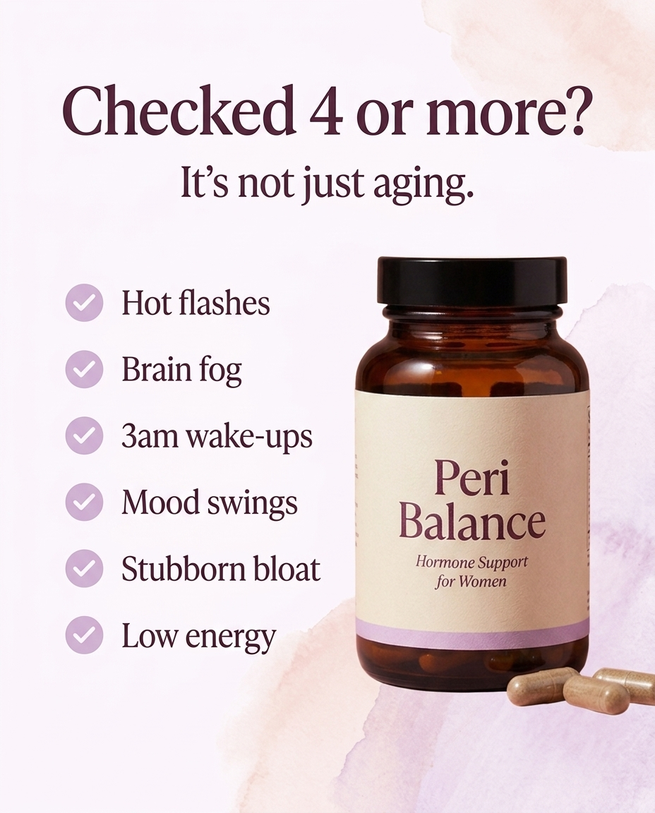 Perimenopause symptom checklist with Peri Balance